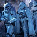 First Order stormtroopers advancing through snow
