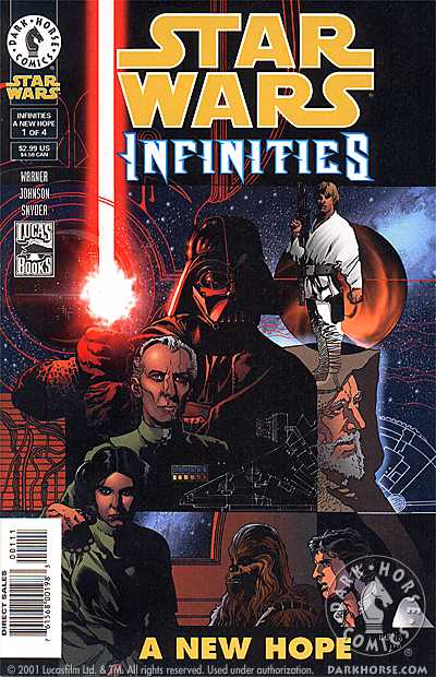 Star Wars Infinities A New Hope issue 1 cover showing Luke Skywalker and the Death Star timeline split
