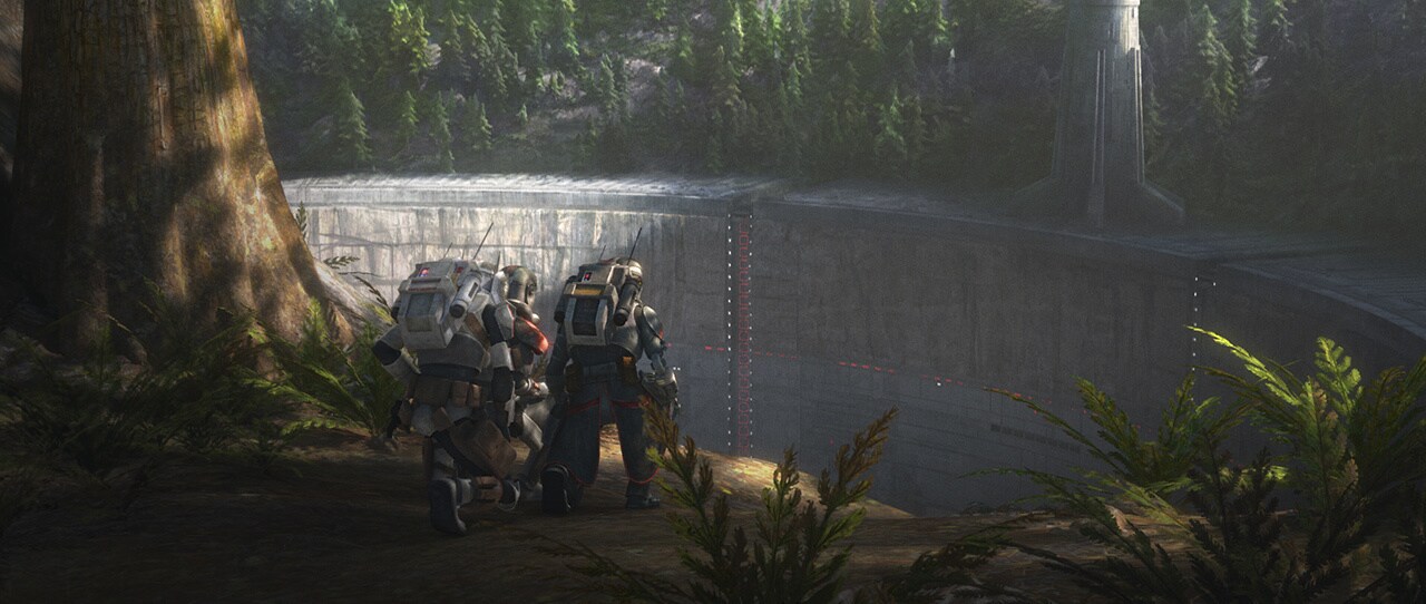 Clone commandos and recruited TK troopers at the secret Imperial base on Daro