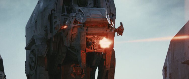AT-M6 walkers advancing across the salt flats during the Battle of Crait