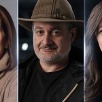 Kathleen Kennedy, Dave Filoni and Lynwen Brennan in Lucasfilm&rsquo;s leadership announcement portrait composite.