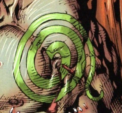 A green headless-snake symbol on the Heinsnake cultist&rsquo;s chest