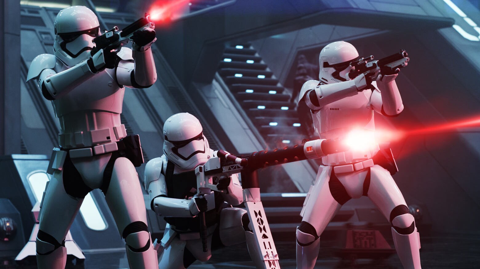 First Order stormtroopers firing their blasters