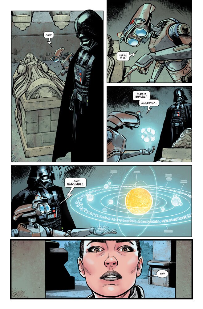 ZED-6-7 discovers a traceable medical implant while investigating Padm&eacute;&rsquo;s tomb.