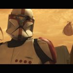 Red-marked Phase I clone captain beside white-armored troopers